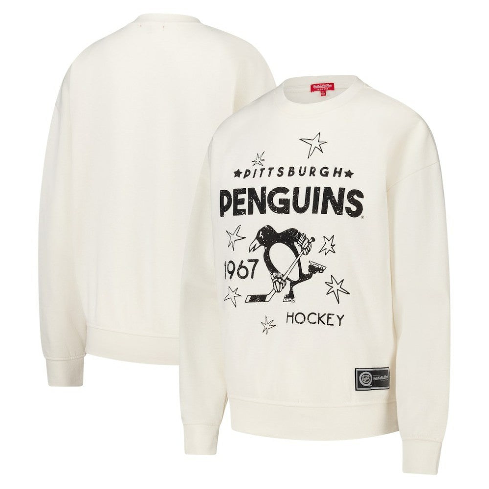 NHL Pittsburgh Penguins Mitchell & Ness Women's Logo 3.0 Pullover Sweatshirt - Cream
