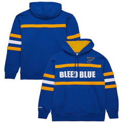 NHL St. Louis Blues Mitchell & Ness Head Coach Slogan Pullover Hoodie - Blue