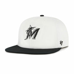 Miami Marlins '47 Foundation Captain Snapback Hat - White/Black Hats