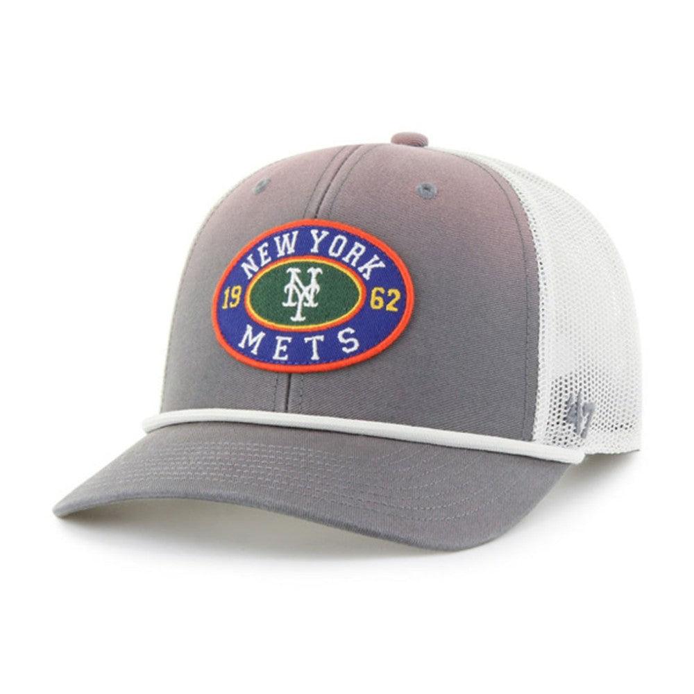 New York Mets '47 Tide Sweep Rope Trucker Adjustable Hat - Gray/White Hats