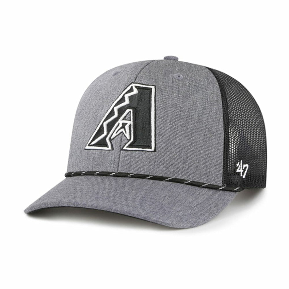 Arizona Diamondbacks '47 Carbon Rope Trucker Adjustable Hat - Charcoal Hats