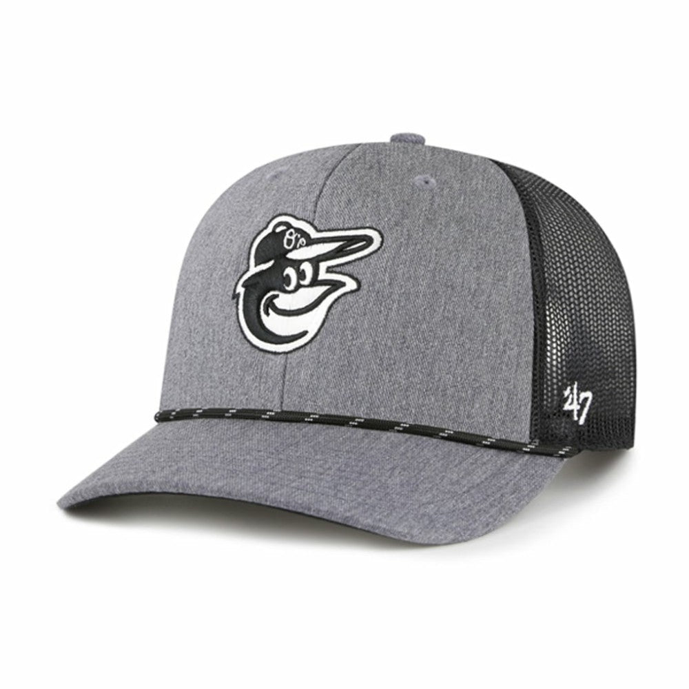 Baltimore Orioles '47 Carbon Rope Trucker Adjustable Hat - Charcoal Hats