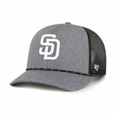 San Diego Padres '47 Carbon Rope Trucker Adjustable Hat - Charcoal Hats