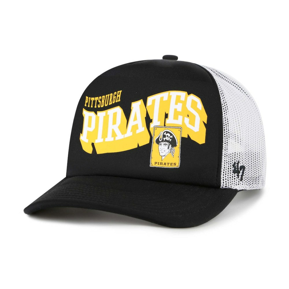Pittsburgh Pirates '47 Meander Foam Trucker Snapback Hat - Black Hats