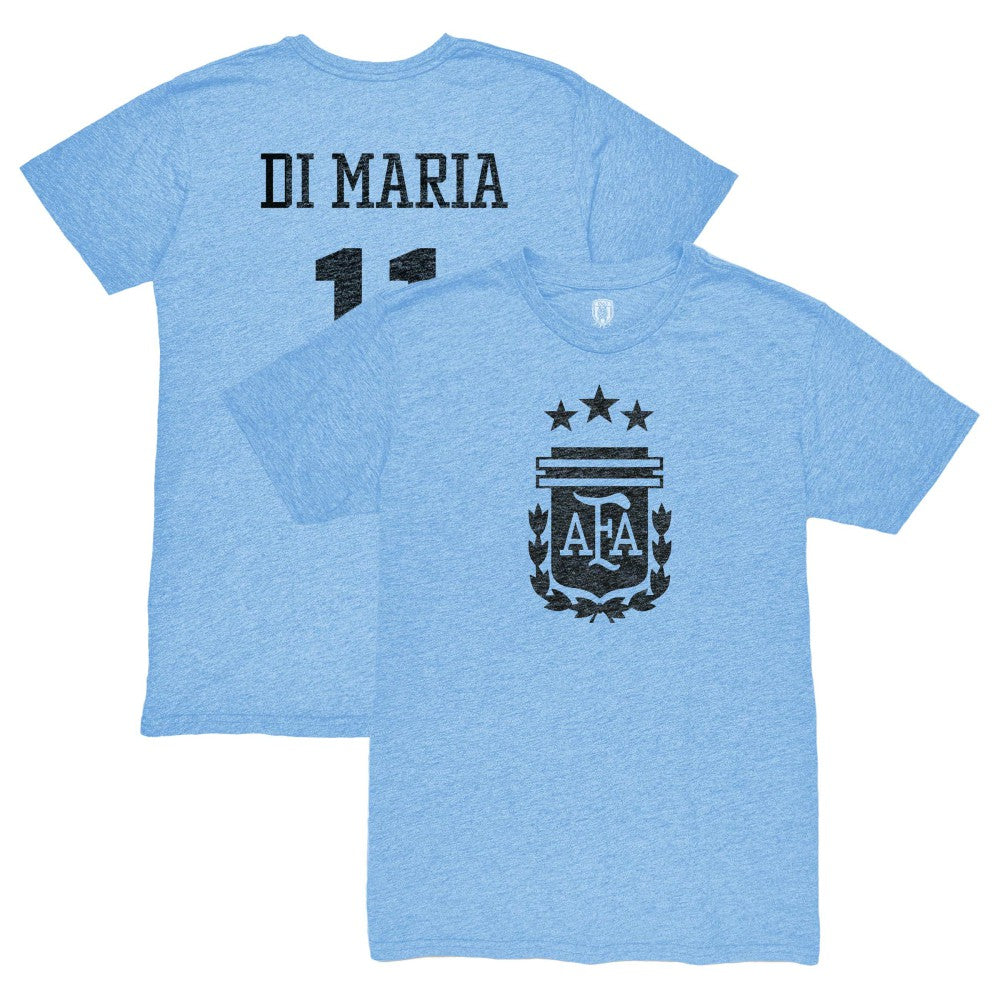 Angel Di Maria Argentina National Team 1863FC Retro Player Tri-Blend T-Shirt Light Blue sale