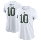 Jordan Love Green Bay Packers Women's Player Name & Number T-Shirt White