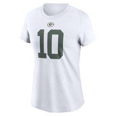 Jordan Love Green Bay Packers Women's Player Name & Number T-Shirt White