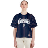 Washington Nationals New Era Women's 2025 City Connect Pinstripe T-Shirt - Navy T-shirts