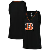 Cincinnati Bengals Logo Athletic Women's Plus Size Stellar Win V-Neck Tank Top Black