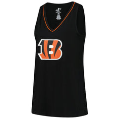 Cincinnati Bengals Logo Athletic Women's Plus Size Stellar Win V-Neck Tank Top Black