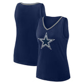 Dallas Cowboys Logo Athletic Women's Plus Size Stellar Win V-Neck Tank Top Navy