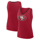 San Francisco 49ers Logo Athletic Women's Plus Size Stellar Win V-Neck Tank Top Scarlet
