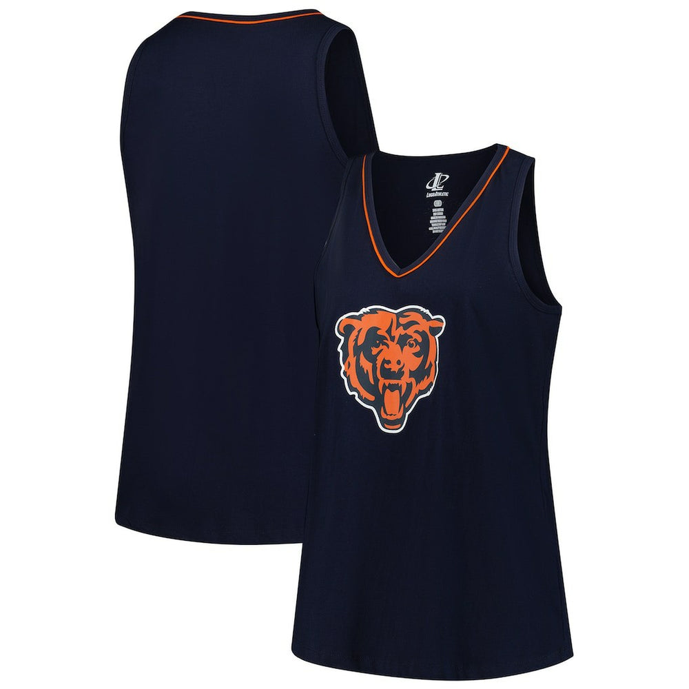 Chicago Bears Logo Athletic Women's Plus Size Stellar Win V-Neck Tank Top Navy