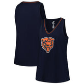 Chicago Bears Logo Athletic Women's Plus Size Stellar Win V-Neck Tank Top Navy