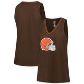 Cleveland Browns Logo Athletic Women's Plus Size Stellar Win V-Neck Tank Top Brown