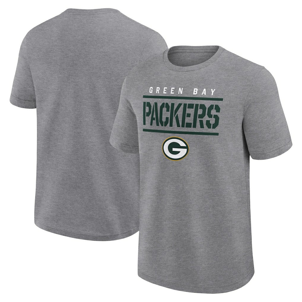 Green Bay Packers Logo Athletic Top Notch T-Shirt Heather Gray