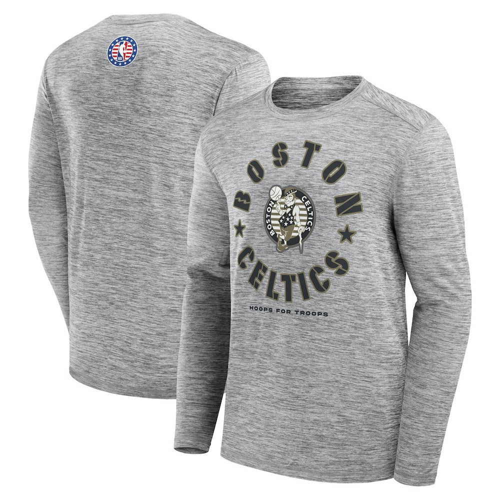 Boston Celtics NBA Hoops for Troops Long Sleeve T-Shirt Heather Gray
