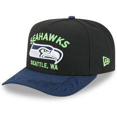 Seattle Seahawks New Era 2025 NFL Draft A-Frame 9FIFTY Snapback Hat Black/College Navy