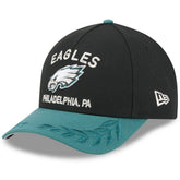 Philadelphia Eagles New Era 2025 NFL Draft 9FORTY A-Frame M-Crown Adjustable Hat Black/Midnight Green