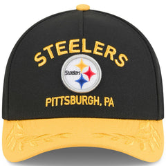 Pittsburgh Steelers New Era 2025 NFL Draft 9FORTY A-Frame M-Crown Adjustable Hat Black/Gold