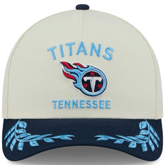Tennessee Titans New Era 2025 NFL Draft 9FORTY A-Frame M-Crown Adjustable Hat Cream/Navy