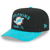 Miami Dolphins New Era Youth 2025 NFL Draft A-Frame 9FIFTY Snapback Hat Black/Aqua
