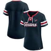 Houston Texans Women's Iconic Bling Athena Lace-Up V-Neck T-Shirt Navy