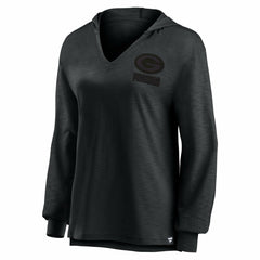 Green Bay Packers Women's Blackout Slub Hoodie V-Neck Long Sleeve T-Shirt