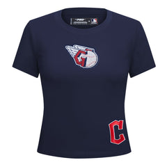 Cleveland Guardians Pro Standard Women's Game Day Classics Baby Doll Cropped T-Shirt - Navy T-shirts