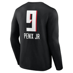 Michael Penix Jr. Atlanta Falcons Name & Number Team Wordmark Long Sleeve T-Shirt Black