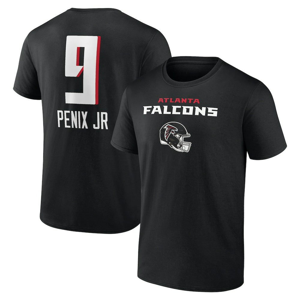 Michael Penix Jr. Atlanta Falcons Name & Number Team Wordmark T-Shirt Black