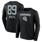 Brock Bowers Las Vegas Raiders Name & Number Team Wordmark Long Sleeve T-Shirt Black