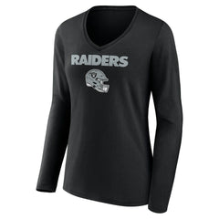 Brock Bowers Las Vegas Raiders Women's Name & Number Team Wordmark Long Sleeve V-Neck T-Shirt Black