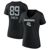 Brock Bowers Las Vegas Raiders Women's Name & Number Team Wordmark V-Neck T-Shirt Black