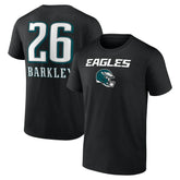 Saquon Barkley Philadelphia Eagles Name & Number Team Wordmark T-Shirt Black