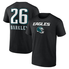 Saquon Barkley Philadelphia Eagles Name & Number Team Wordmark T-Shirt Black