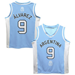 Julián Álvarez Argentina National Team Vive La Fete Mesh Basketball Jersey Light Blue