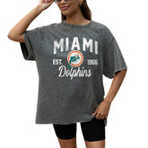 Miami Dolphins Gameday Couture Women's Throwback Oversized Snow Wash T-Shirt Grey