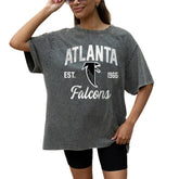 Atlanta Falcons Gameday Couture Women's Throwback Oversized Snow Wash T-Shirt Grey