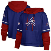 Atlanta Braves '47 Women's City Connect Shortstop Cropped Pullover Hoodie - Royal Hoodies