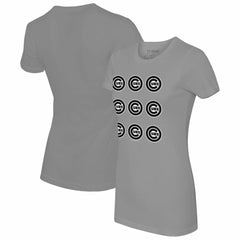 Chicago Cubs Tiny Turnip Women's Logo Grid T-Shirt - Gray T-shirts