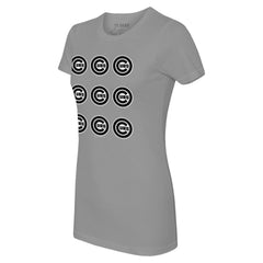 Chicago Cubs Tiny Turnip Women's Logo Grid T-Shirt - Gray T-shirts