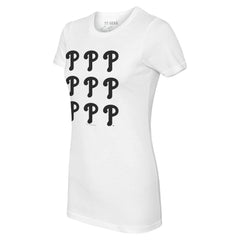 Philadelphia Phillies Tiny Turnip Women's Logo Grid T-Shirt - White T-shirts