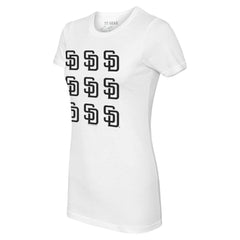 San Diego Padres Tiny Turnip Women's Logo Grid T-Shirt - White T-shirts