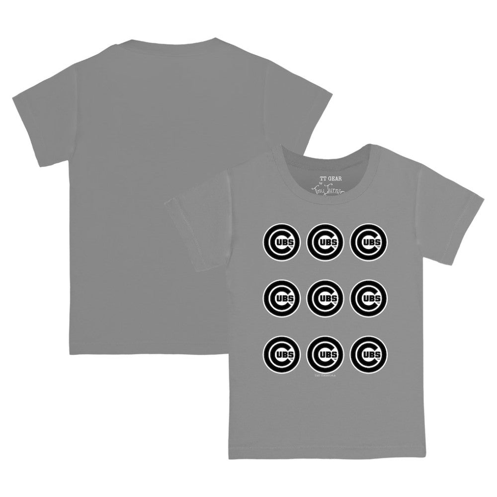 Chicago Cubs Tiny Turnip Youth Logo Grid T-Shirt - Gray T-shirts