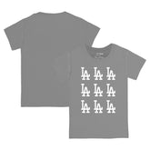 Los Angeles Dodgers Tiny Turnip Youth Logo Grid T-Shirt - Gray T-shirts