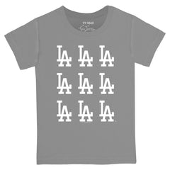 Los Angeles Dodgers Tiny Turnip Youth Logo Grid T-Shirt - Gray T-shirts