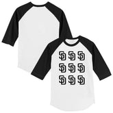 San Diego Padres Tiny Turnip Youth Logo Grid Raglan 3/4-Sleeve T-Shirt - White/Black T-shirts