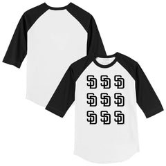 San Diego Padres Tiny Turnip Youth Logo Grid Raglan 3/4-Sleeve T-Shirt - White/Black T-shirts