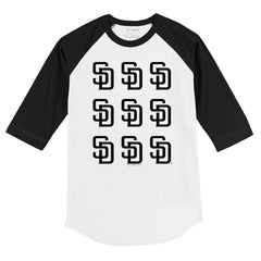 San Diego Padres Tiny Turnip Youth Logo Grid Raglan 3/4-Sleeve T-Shirt - White/Black T-shirts